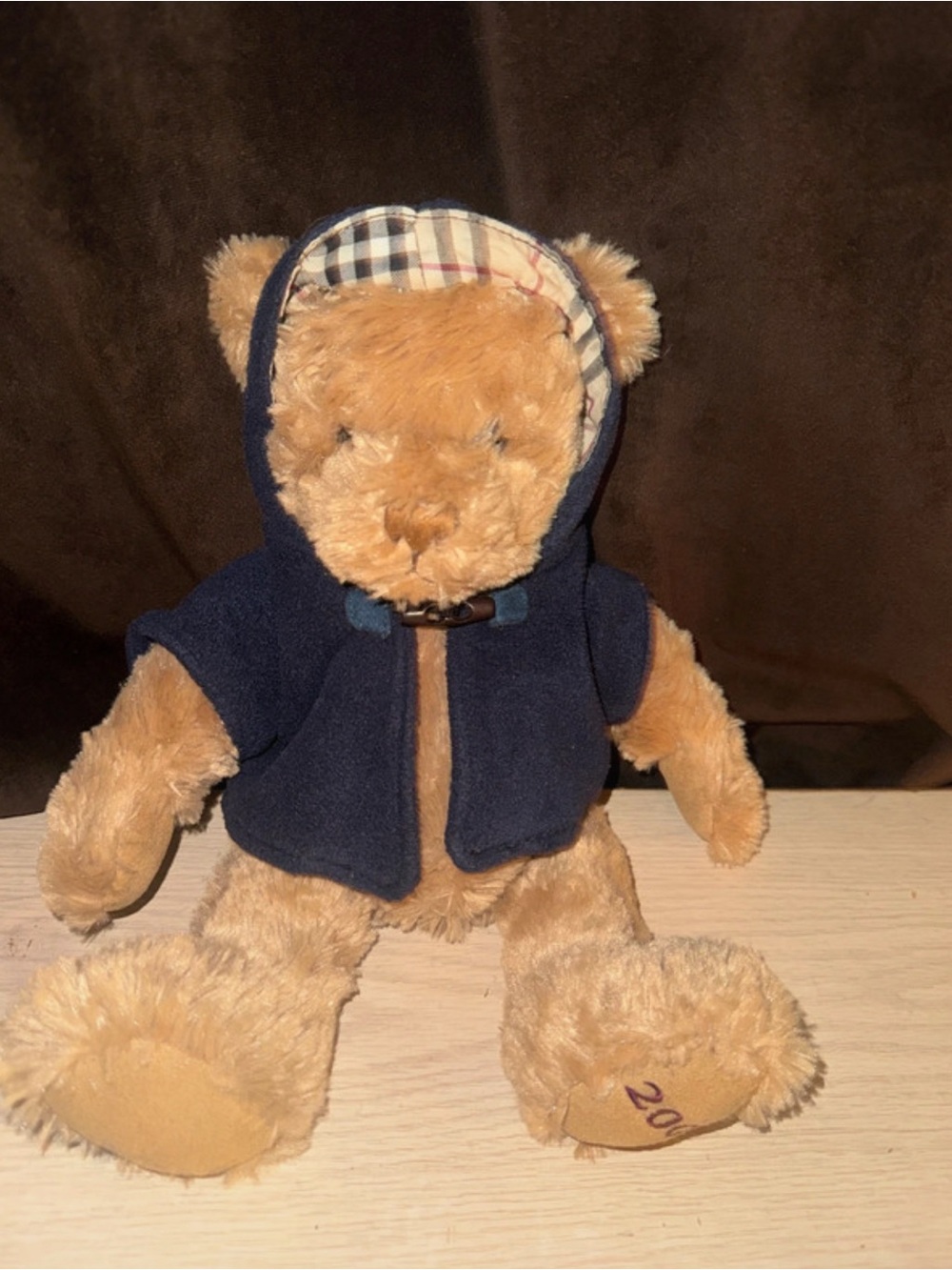 Burberry 12 in Brown Plush Teddy Bear w/ Blue Hooded Coat Clothes 2009